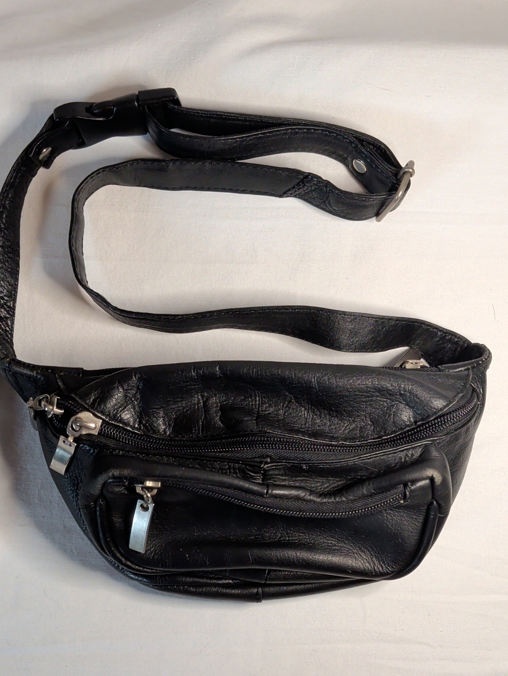 Black Leather Mini Waist Bag